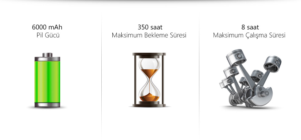 Ultra III Tab 10.1-6000 mAh 350 saat 8 saat